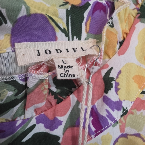 JODIFL Multicolor Floral Babydoll Sleeveless Dress Size Large - Picture 5 of 7